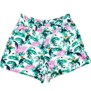 Tropical Linen Blend LOFT Pull on Shorts Small